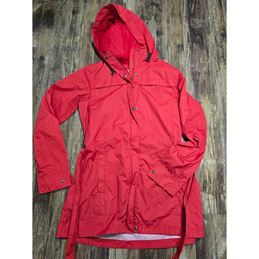Columbia Omni-Shield Women's Red Hooded Zip Mid-Length Rain Coat Size L